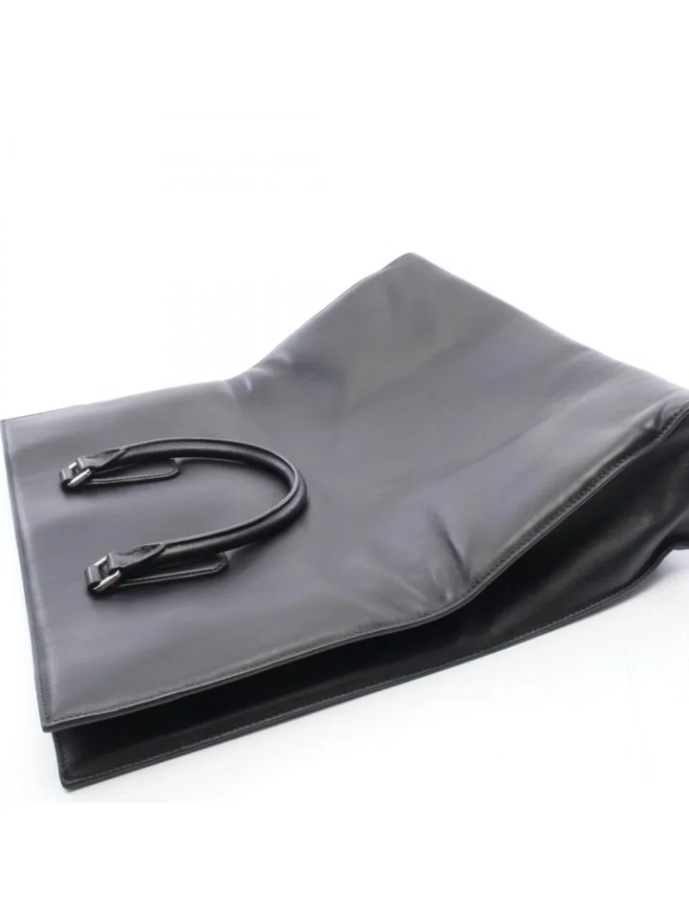 Prada Tote Bag Shopping 2-Way Black Leather Triangle Logo